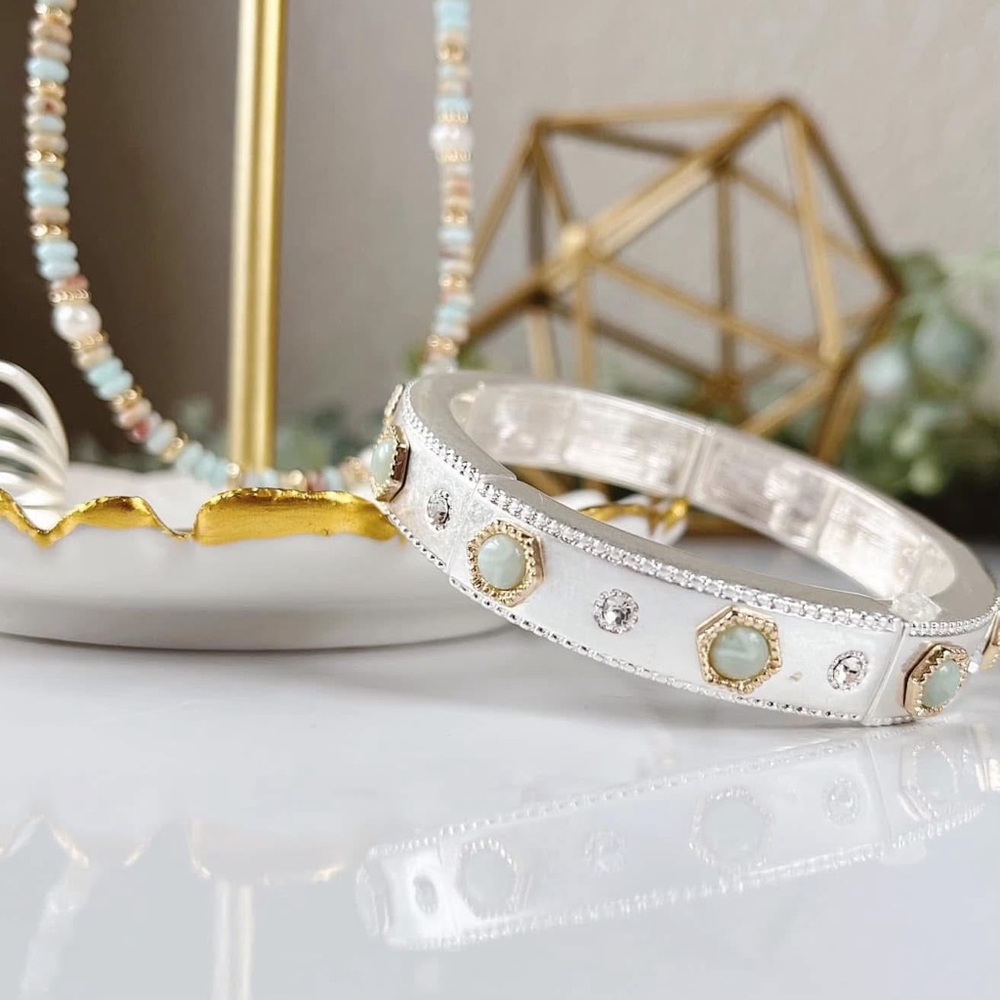 MONTANA- Elegant Silver and Gold Bracelet with Gem Accents